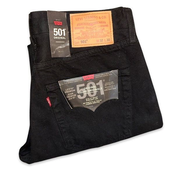 Levi’s Premium 501® ORIGINAL FIT MEN'S JEANS Black 0165 - Picture 3 of 10